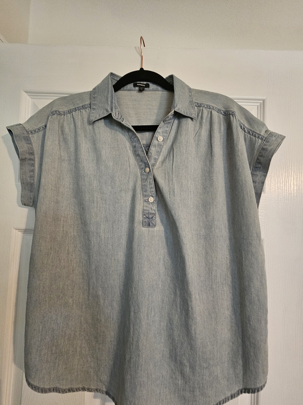 Express Light Blue Denim Style Button-Front Shirt